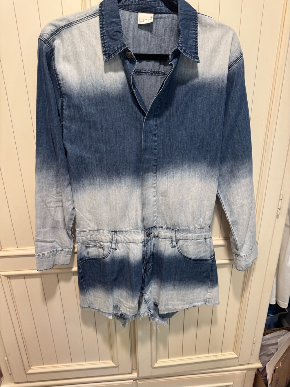 LITZ Denim Dip-Dye Romper - Blue Ombre Jumpsuit